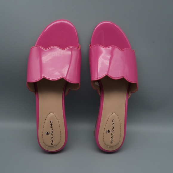 Bandalino Women's Pink Kayla Sandals Leather Scalloped Slide ‎ Size 8M - Picture 7 of 12